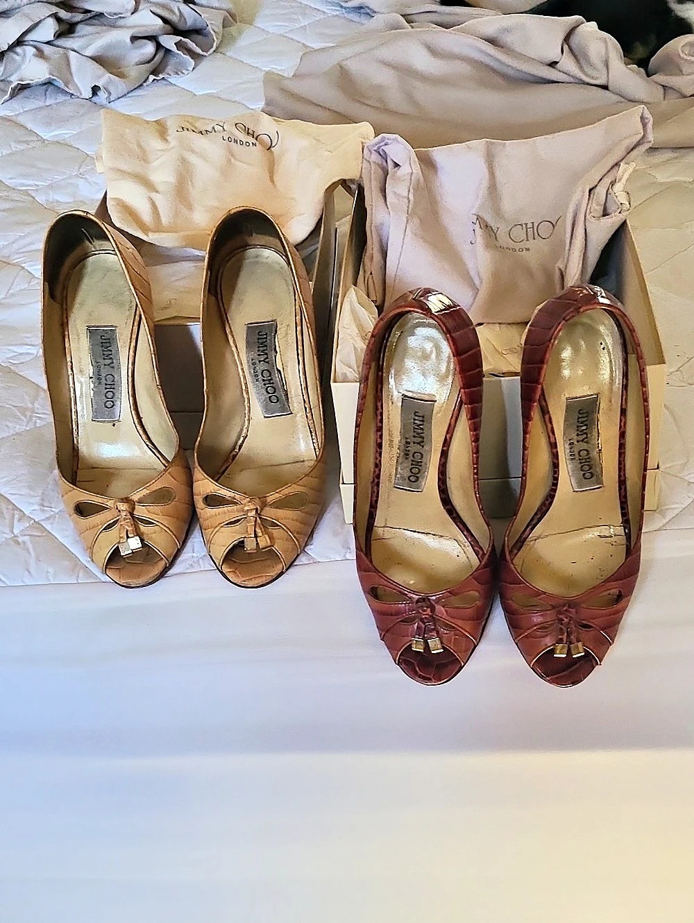 Jimmy Choo Women's Heels Gold & Red Good Condition